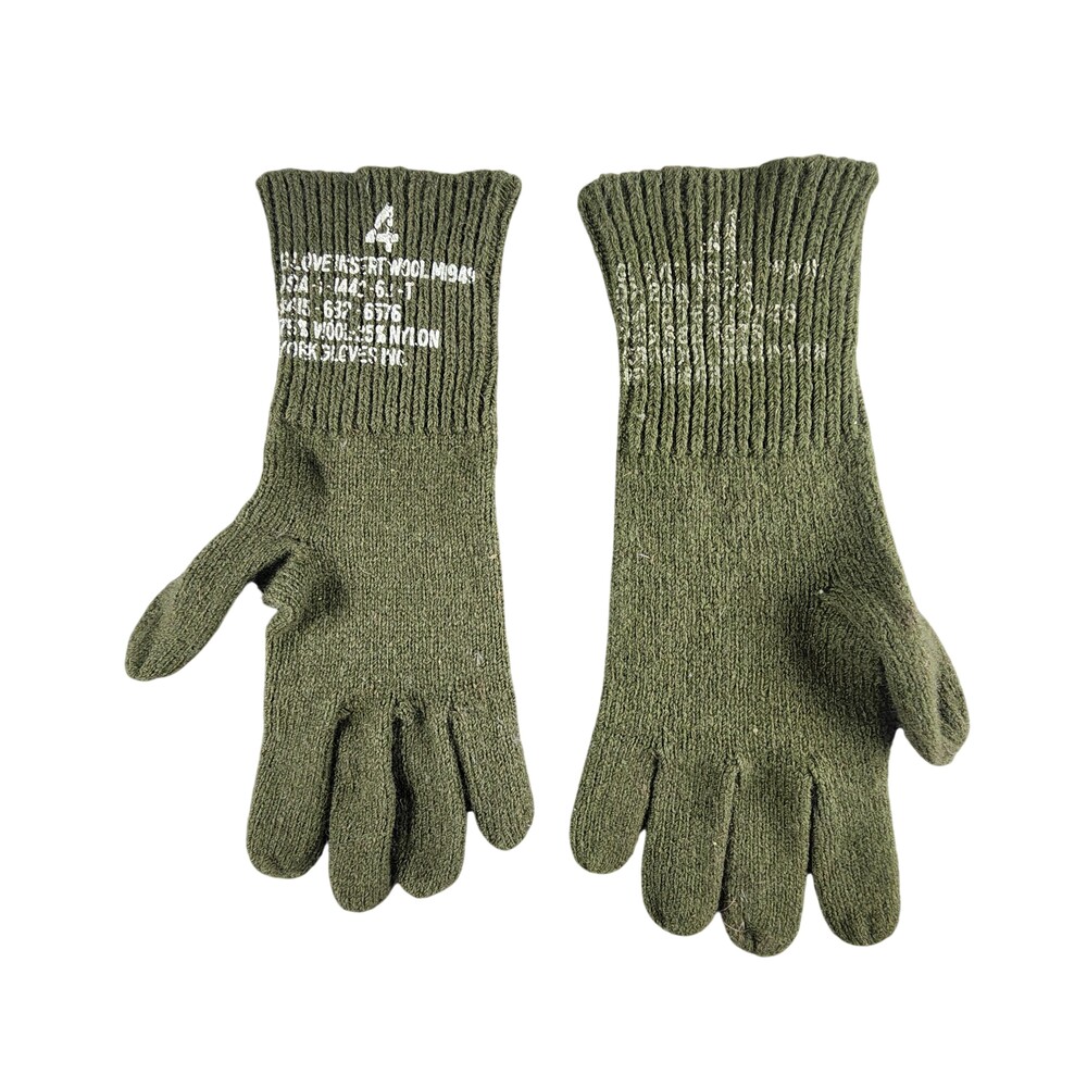 Vintage York Gloves Mens Size 7 Green Wool Nylon Knit Military Cold Weather